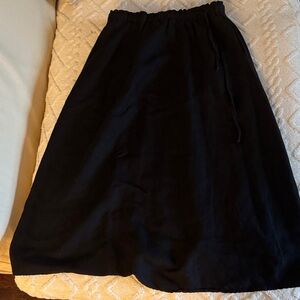 Black Linen Midi Skirt